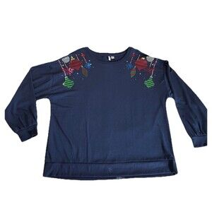 Cato Christmas Sweatshirt Size Size 18/20 Sequined Ornaments Sparkle